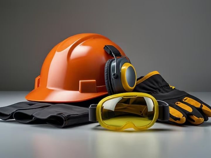 Casco, gafas y guantes de protección